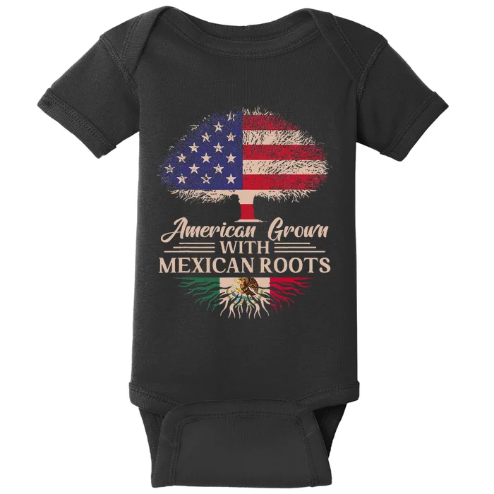 American Grown With Mexican Roots Half American Flag Mexican Baby Bodysuit