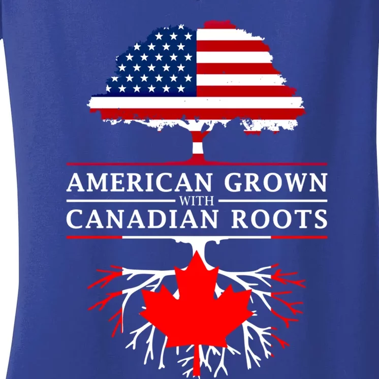 American Grown With Canadian Roots Gift Canada Gift Women's V-Neck T-Shirt