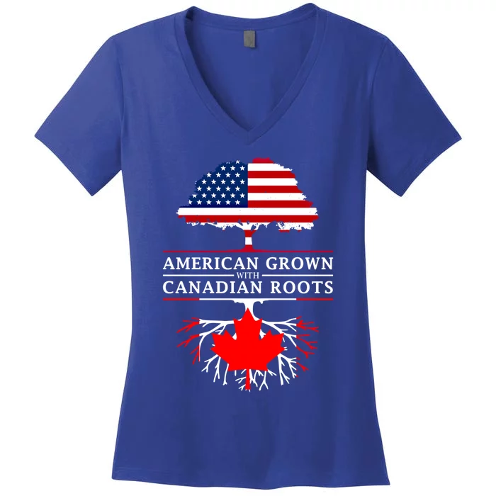 American Grown With Canadian Roots Gift Canada Gift Women's V-Neck T-Shirt