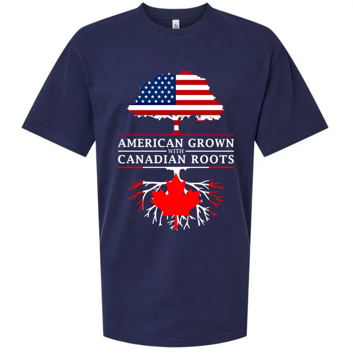 American Grown With Canadian Roots Gift Canada Gift Sueded Cloud Jersey T-Shirt