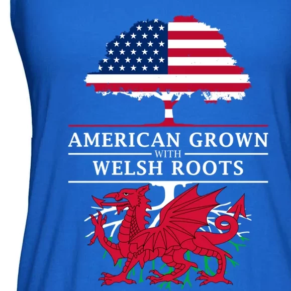 American Grown With Welsh Roots Wales Funny Gift Ladies Essential Flowy Tank