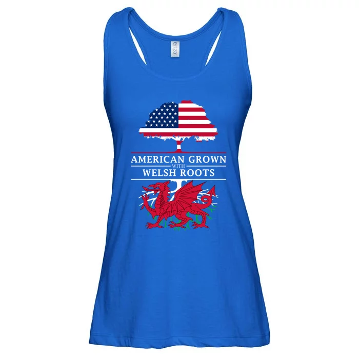 American Grown With Welsh Roots Wales Funny Gift Ladies Essential Flowy Tank