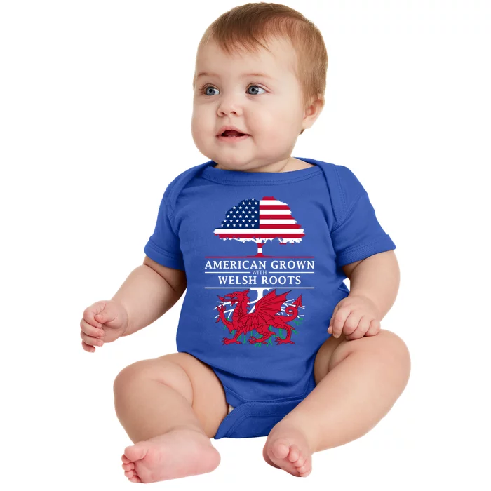 American Grown With Welsh Roots Wales Funny Gift Baby Bodysuit