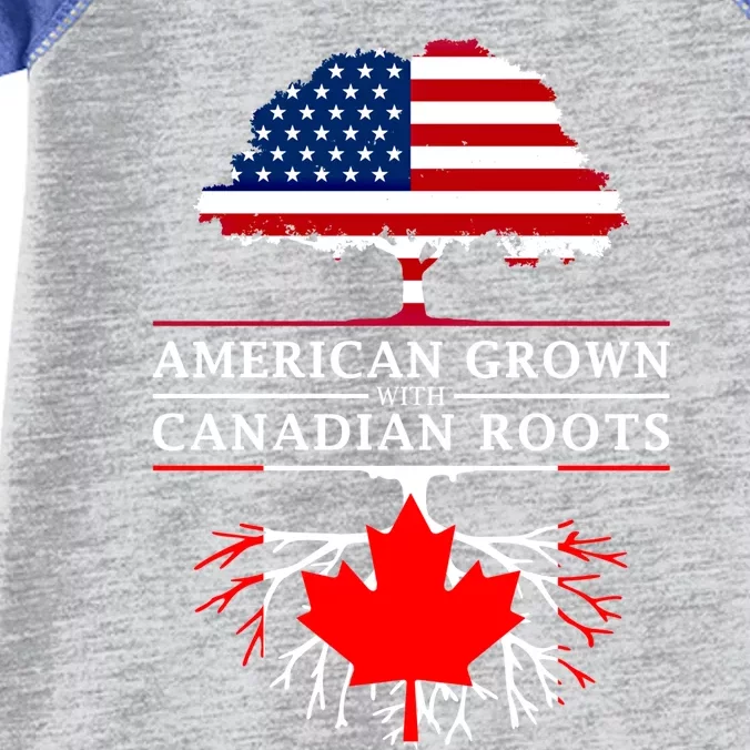 American Grown With Canadian Roots Gift Canada Gift Infant Baby Jersey Bodysuit