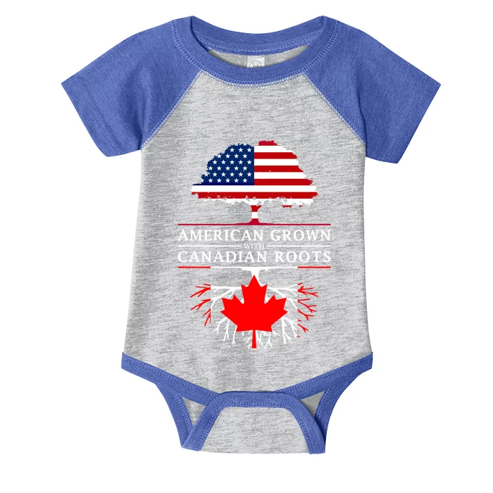 American Grown With Canadian Roots Gift Canada Gift Infant Baby Jersey Bodysuit