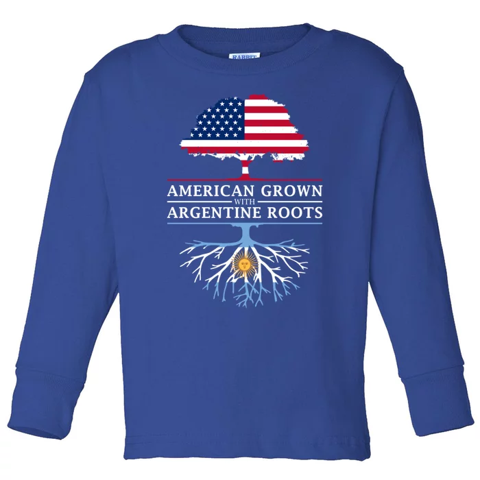 American Grown With Argentine Roots Cool Gift Argentina Great Gift Toddler Long Sleeve Shirt