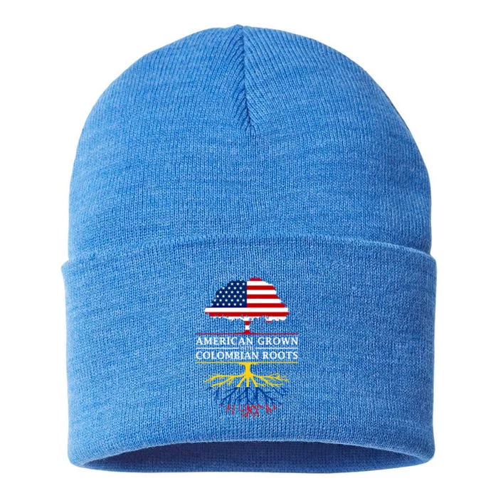 American Grown With Colombian Roots Cute Gift Colombia Gift Sustainable Knit Beanie