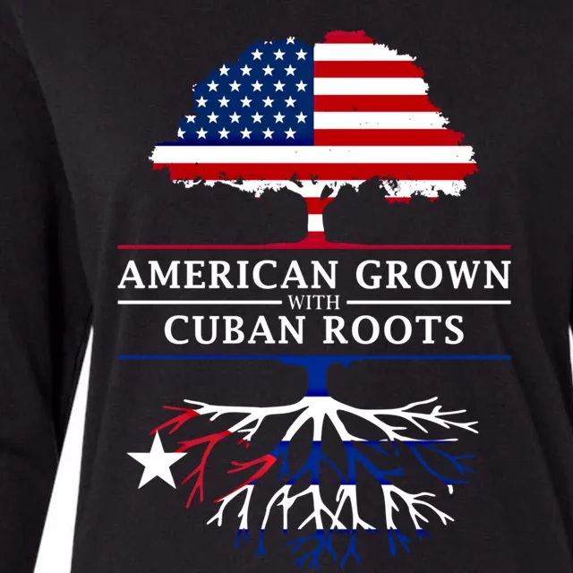 American Grown With Cuban Roots Cute Gift Cuba Gift Womens Cotton Relaxed Long Sleeve T-Shirt