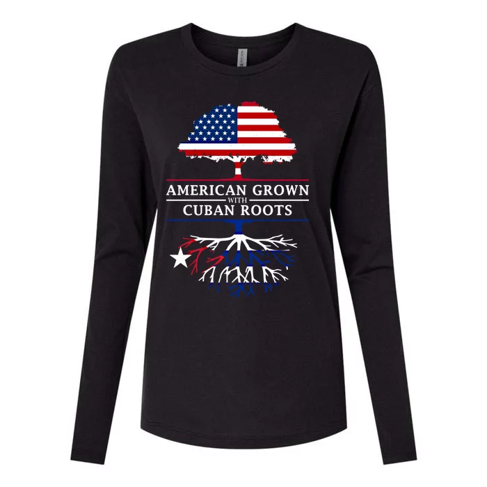 American Grown With Cuban Roots Cute Gift Cuba Gift Womens Cotton Relaxed Long Sleeve T-Shirt