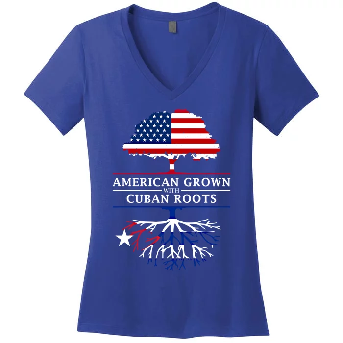 American Grown With Cuban Roots Cute Gift Cuba Gift Women's V-Neck T-Shirt