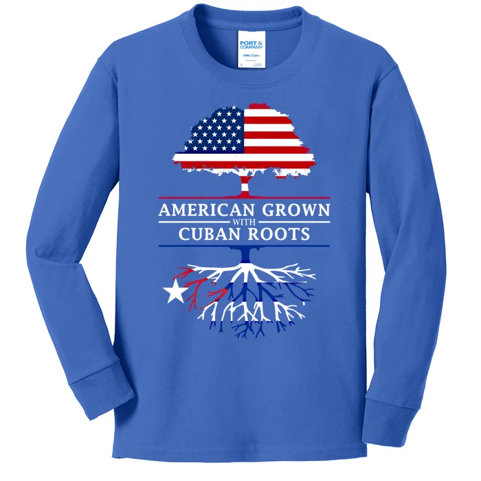 American Grown With Cuban Roots Cute Gift Cuba Gift Kids Long Sleeve Shirt