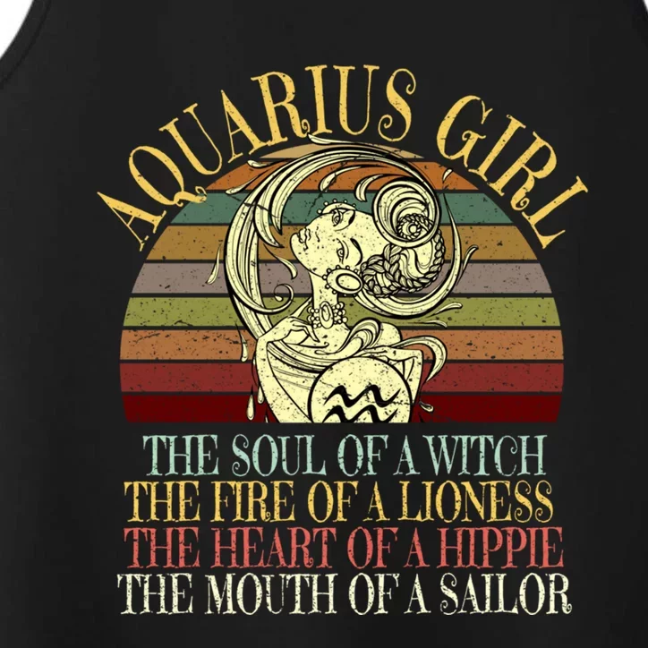 Aquarius Girl Zodiac January February Birthday Women Gift Performance Tank