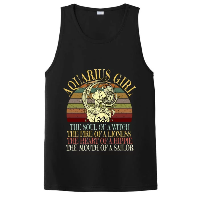 Aquarius Girl Zodiac January February Birthday Women Gift Performance Tank