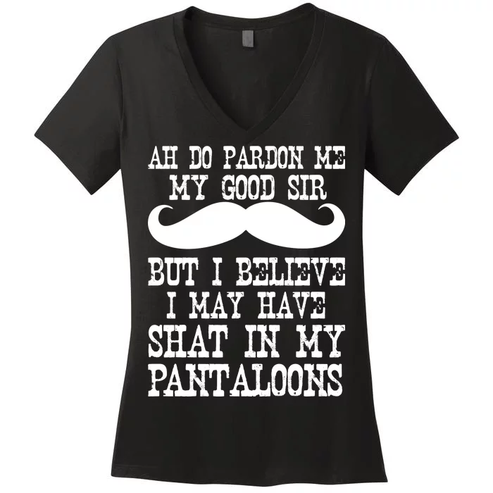 Ah Pardon Me My Good Sir I Believe I May Have Shat My Pantaloons Women's V-Neck T-Shirt