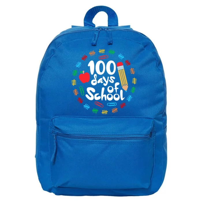 Apple Happy 100 Days Of School 100 Days Smarter Brighter Funny Gift 16 in Basic Backpack