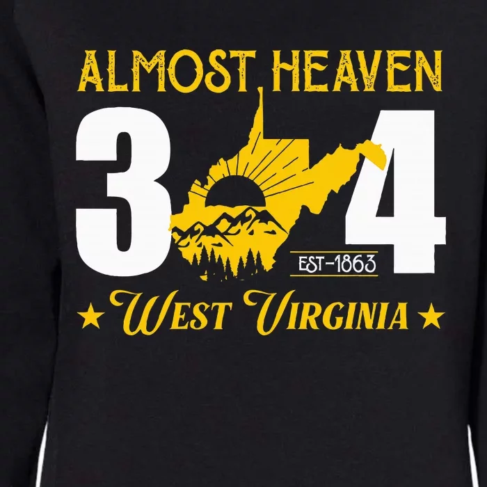 Almost Heaven 304 West Virginia Map Womens California Wash Sweatshirt