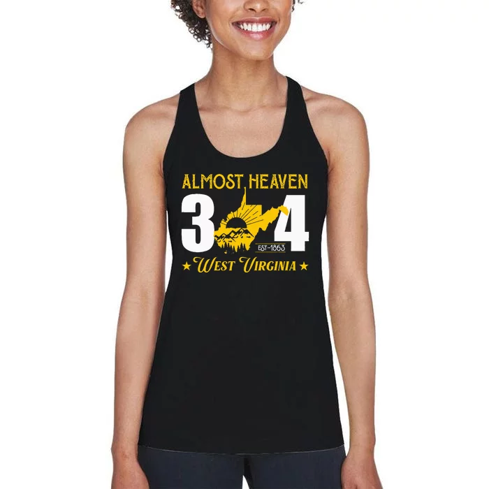 Almost Heaven 304 West Virginia Map Women's Racerback Tank