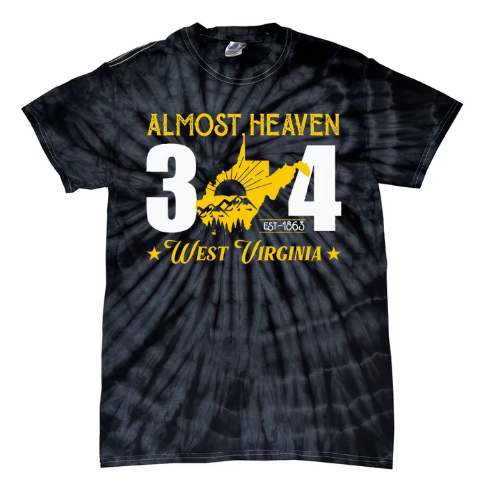 Almost Heaven 304 West Virginia Map Tie-Dye T-Shirt