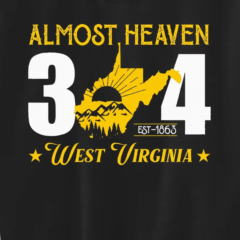 Almost Heaven 304 West Virginia Map Kids Sweatshirt