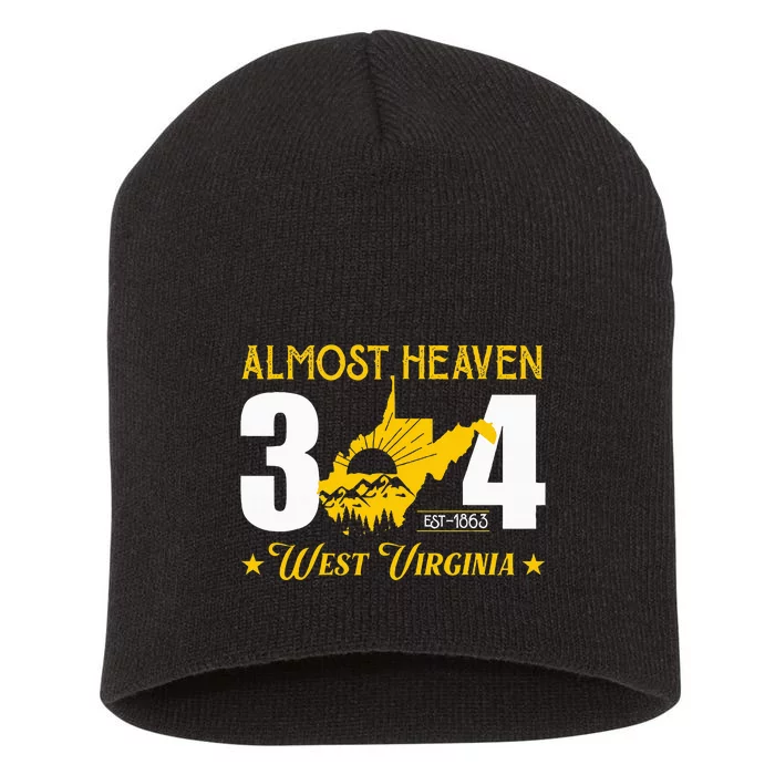 Almost Heaven 304 West Virginia Map Short Acrylic Beanie