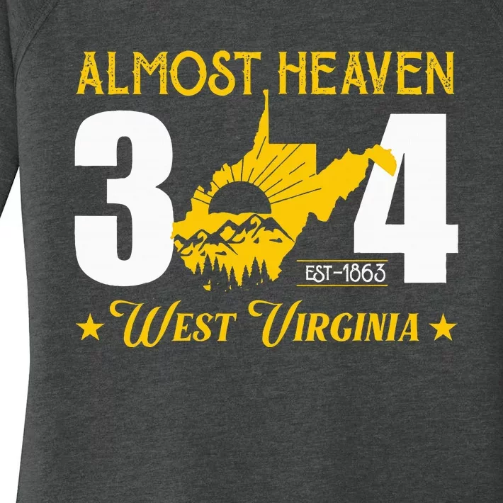 Almost Heaven 304 West Virginia Map Women's Perfect Tri Tunic Long Sleeve Shirt