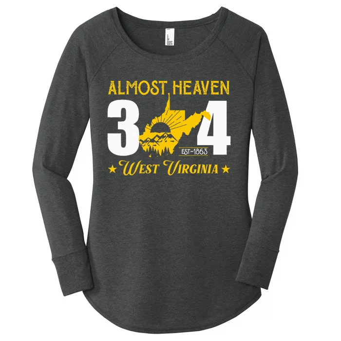 Almost Heaven 304 West Virginia Map Women's Perfect Tri Tunic Long Sleeve Shirt