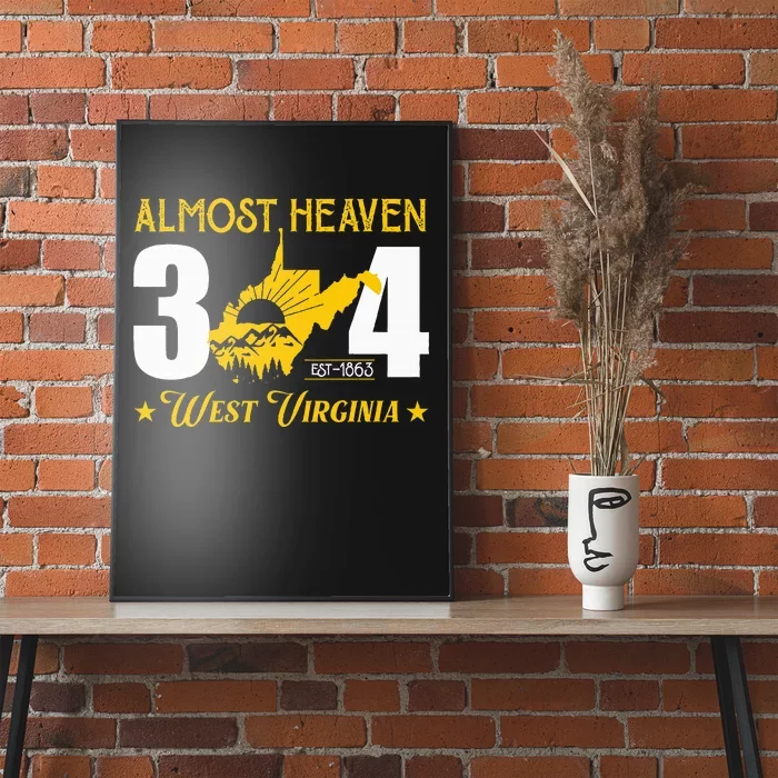 Almost Heaven 304 West Virginia Map Poster