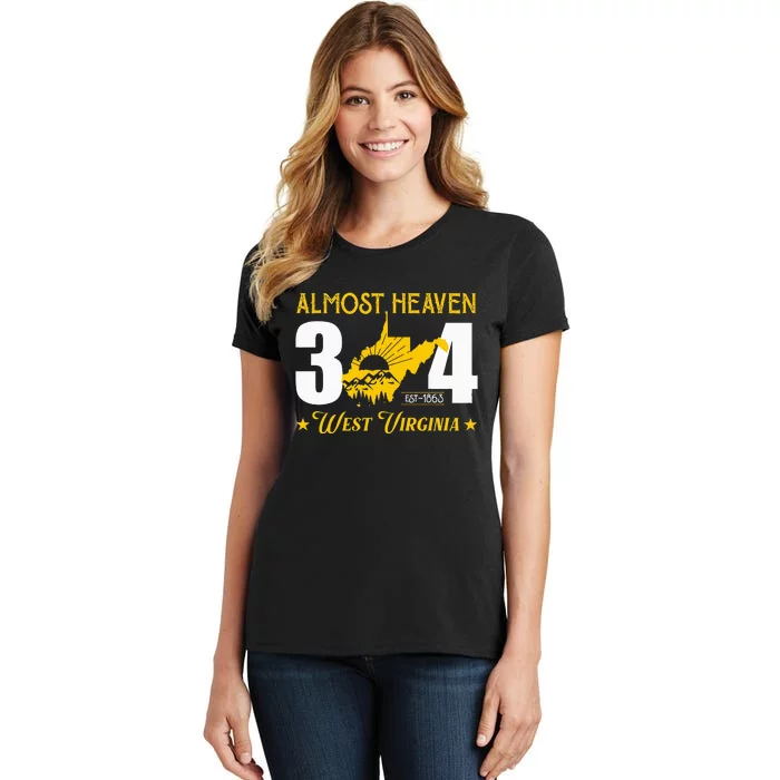 Almost Heaven 304 West Virginia Map Women's T-Shirt