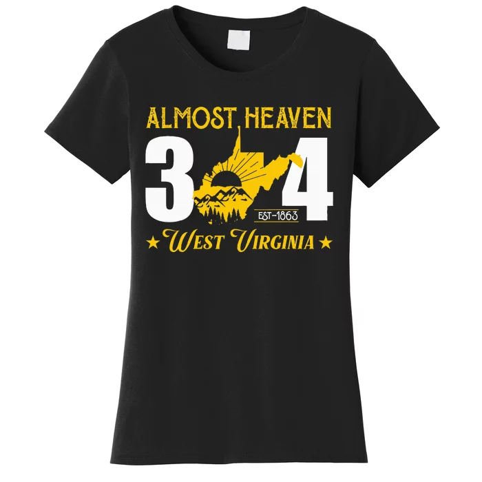 Almost Heaven 304 West Virginia Map Women's T-Shirt