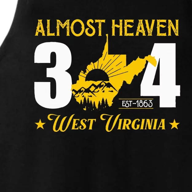 Almost Heaven 304 West Virginia Map Ladies Tri-Blend Wicking Tank