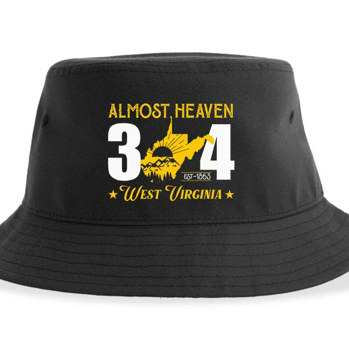 Almost Heaven 304 West Virginia Map Sustainable Bucket Hat