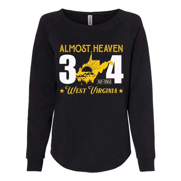 Almost Heaven 304 West Virginia Map Womens California Wash Sweatshirt