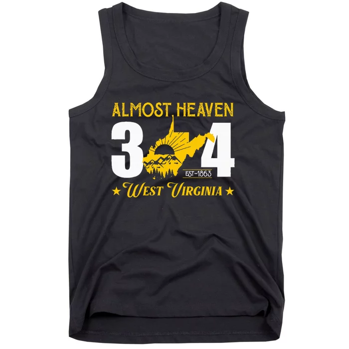 Almost Heaven 304 West Virginia Map Tank Top