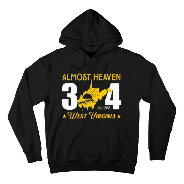 Almost Heaven 304 West Virginia Map Hoodie