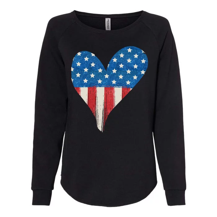 America Heart 4th Of July Womens California Wash Sweatshirt