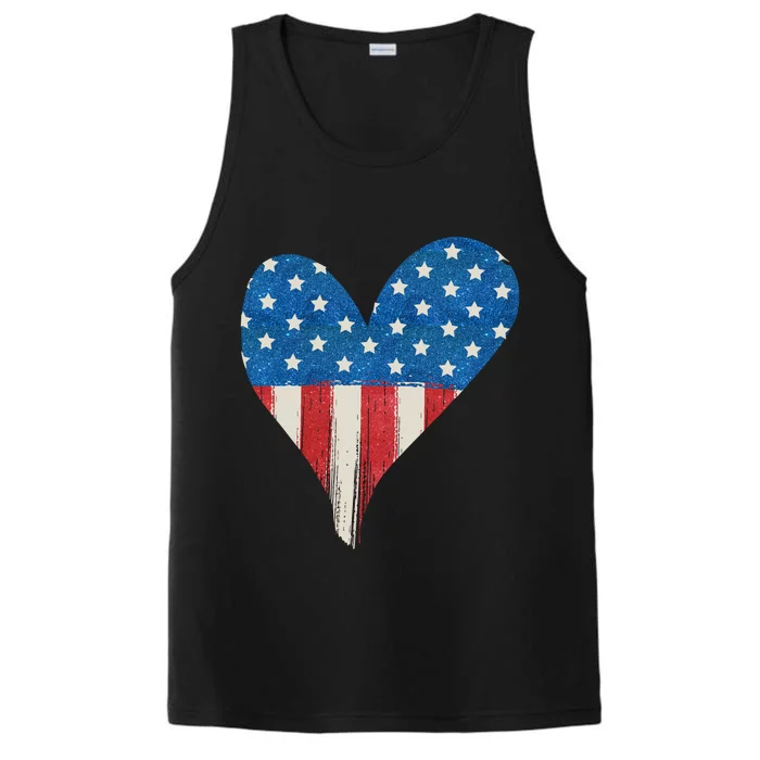 America Heart 4th Of July Performance Tank