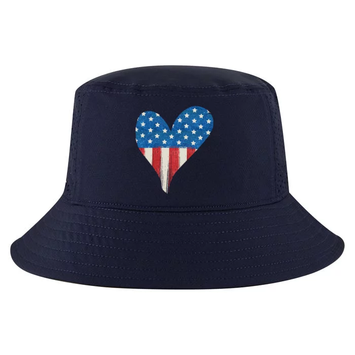 America Heart 4th Of July Cool Comfort Performance Bucket Hat