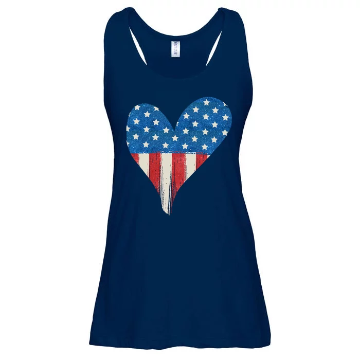 America Heart 4th Of July Ladies Essential Flowy Tank