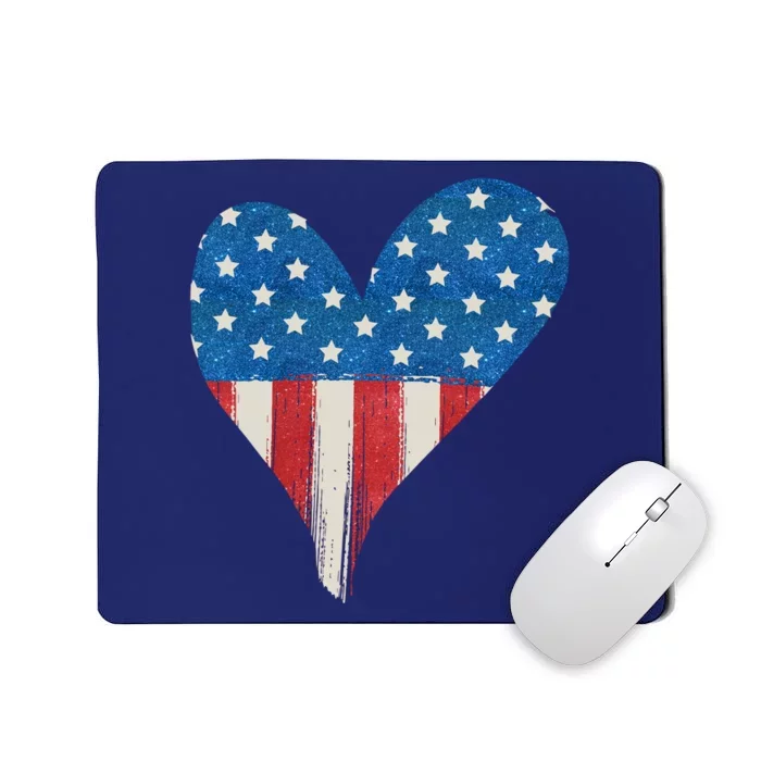 America Heart 4th Of July Mousepad