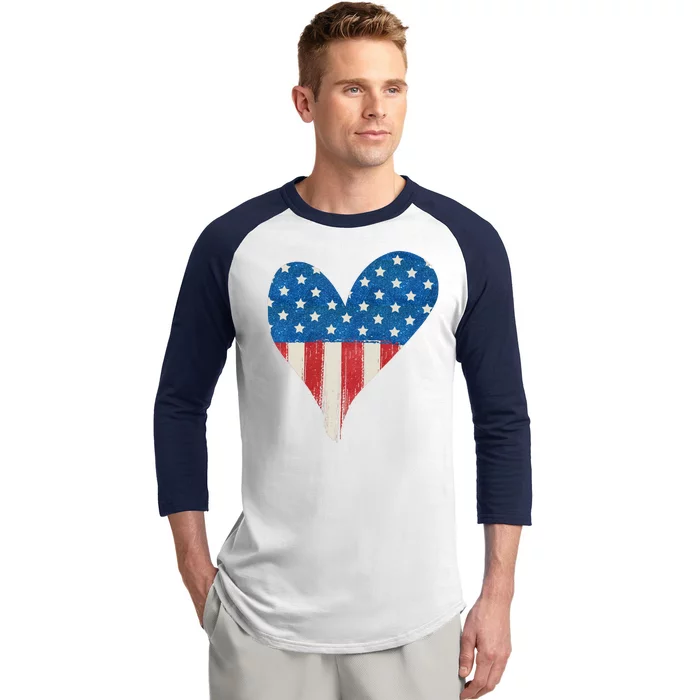 America Heart 4th Of July Baseball Sleeve Shirt