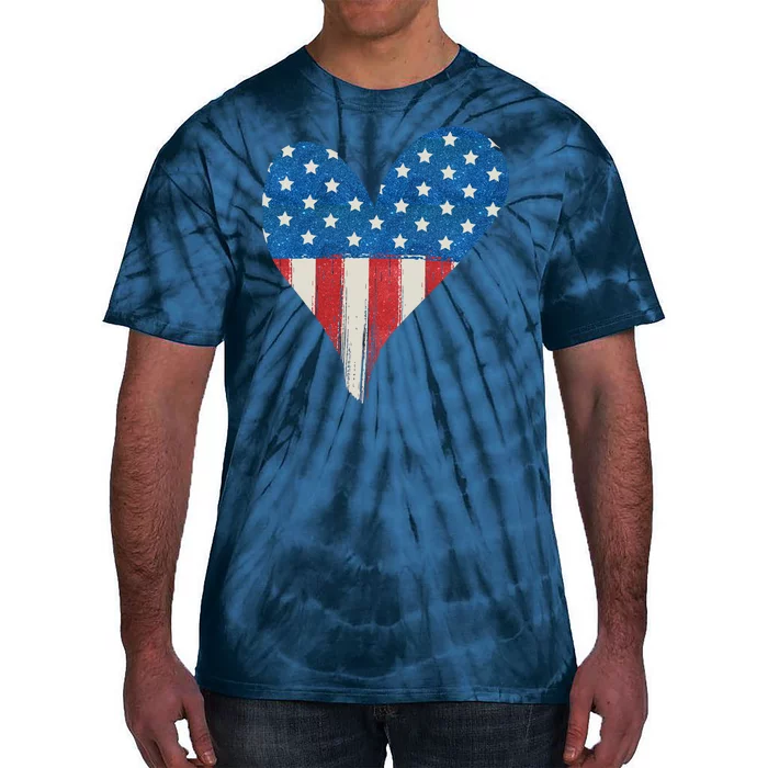 America Heart 4th Of July Tie-Dye T-Shirt