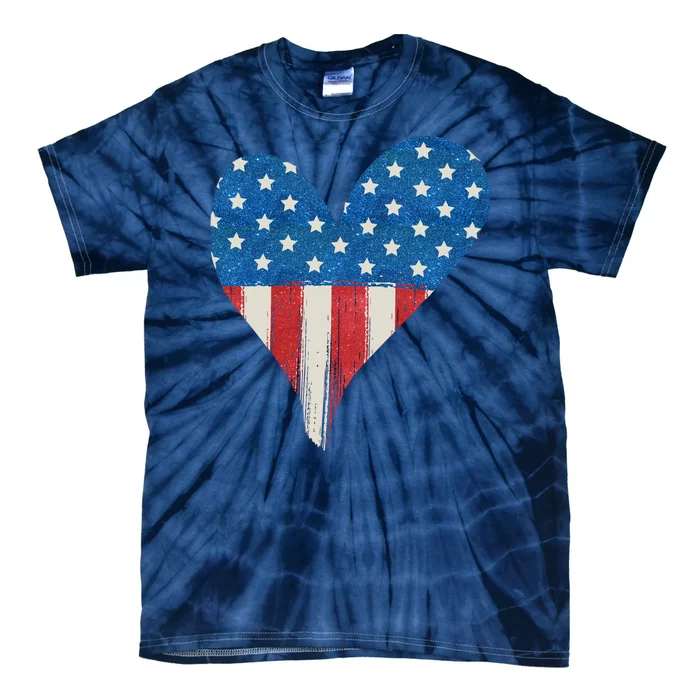 America Heart 4th Of July Tie-Dye T-Shirt