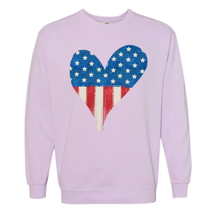 America Heart 4th Of July Garment-Dyed Sweatshirt