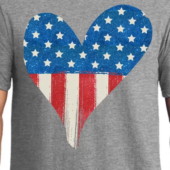 America Heart 4th Of July Pajama Set