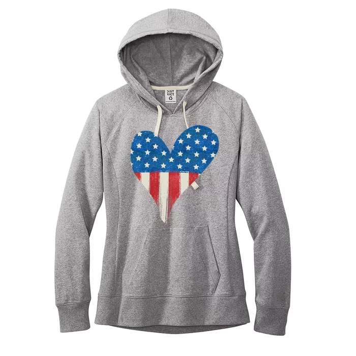 America Heart 4th Of July Women's Fleece Hoodie