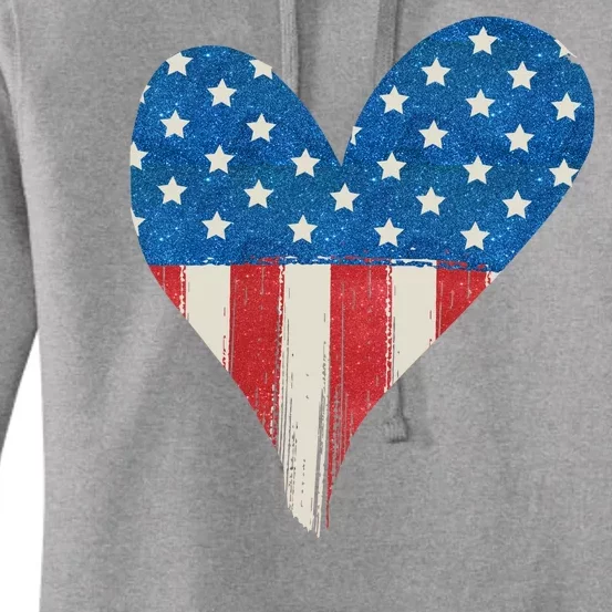 America Heart 4th Of July Women's Pullover Hoodie