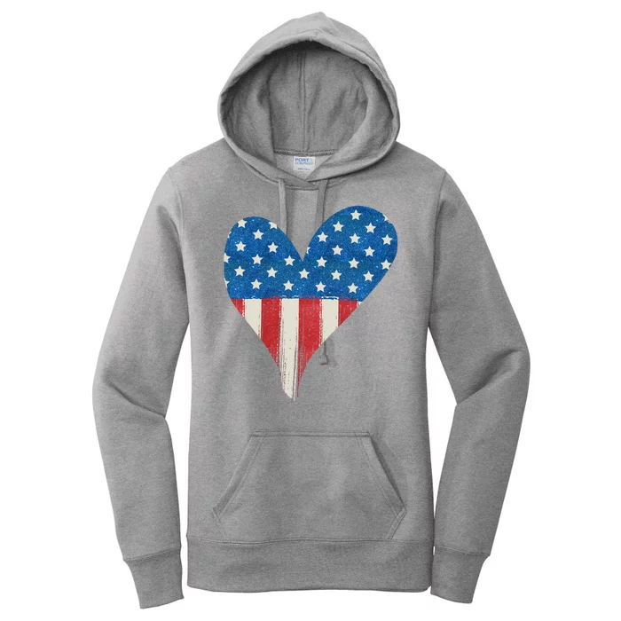 America Heart 4th Of July Women's Pullover Hoodie