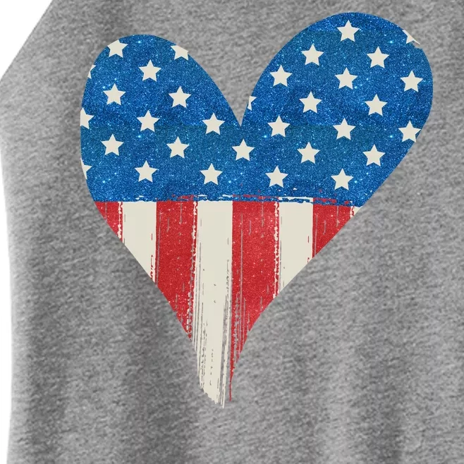 America Heart 4th Of July Women’s Perfect Tri Rocker Tank