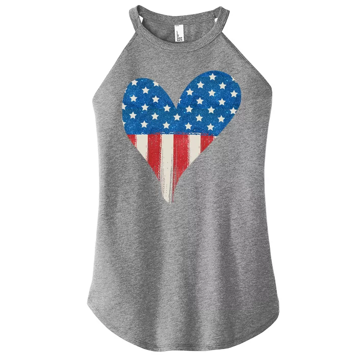 America Heart 4th Of July Women’s Perfect Tri Rocker Tank