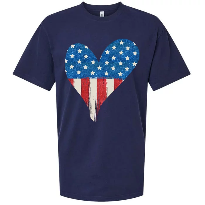 America Heart 4th Of July Sueded Cloud Jersey T-Shirt